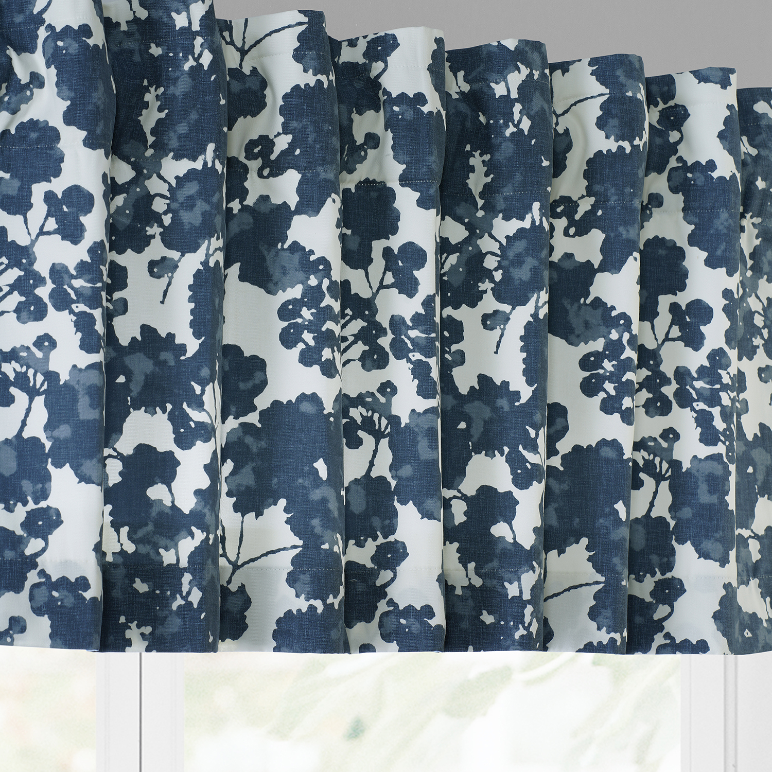 Fleur Blue Printed Cotton Window Valance