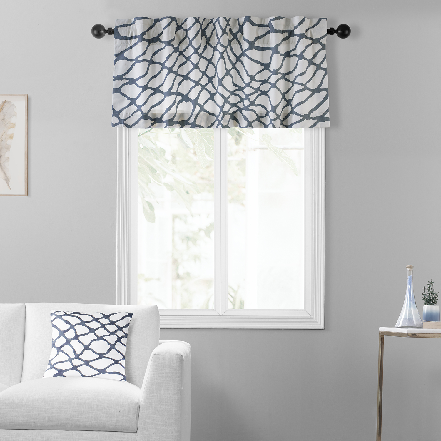 Ellis Blue Printed Cotton Window Valance