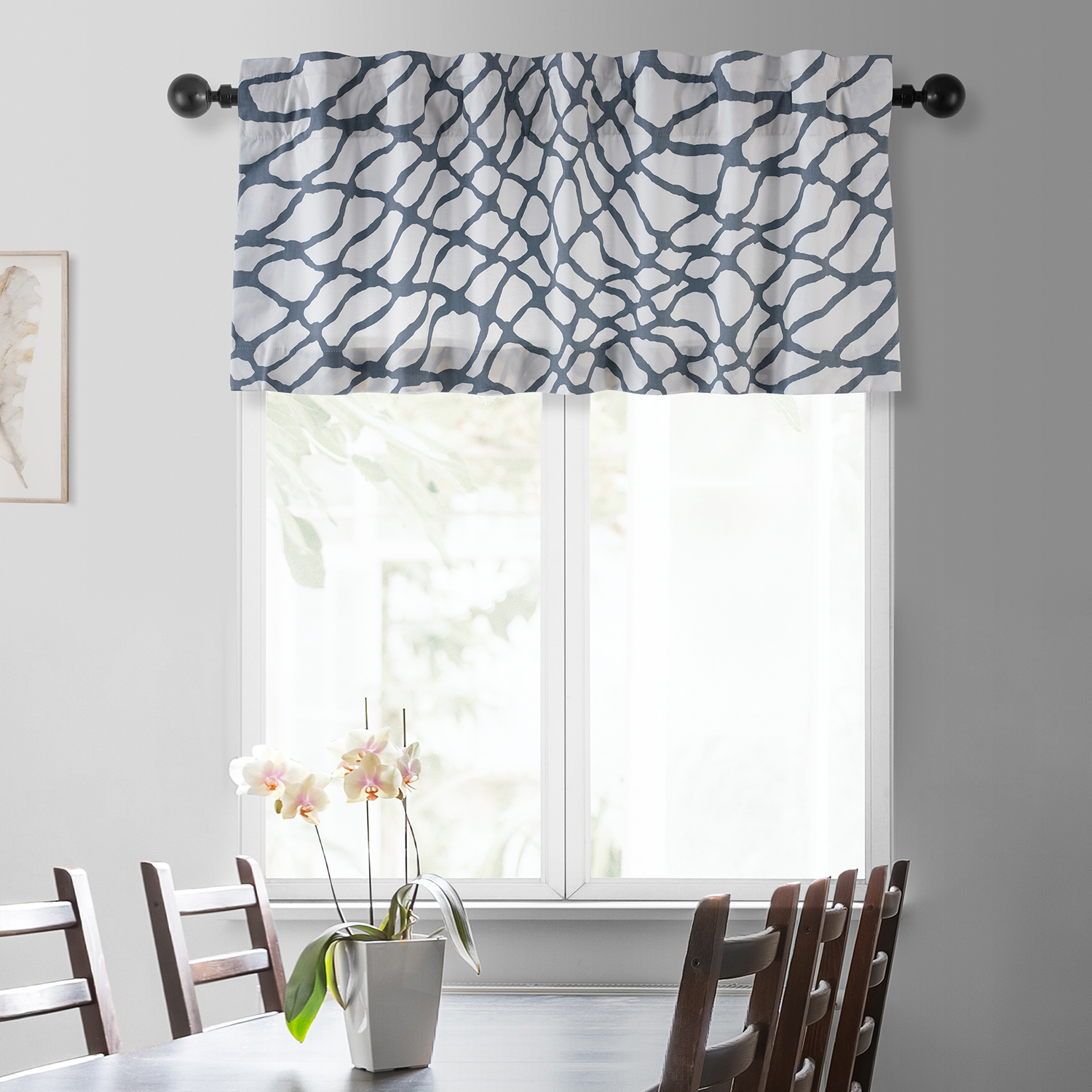 Ellis Blue Printed Cotton Window Valance