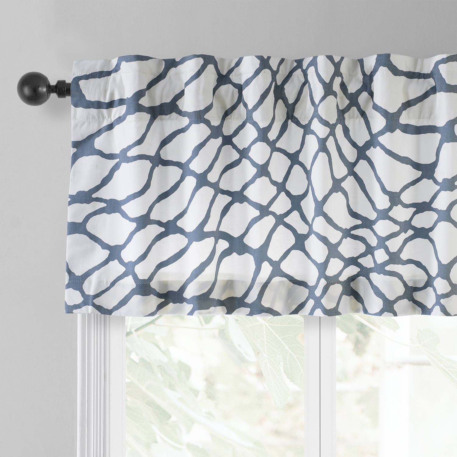 Ellis Blue Printed Cotton Window Valance