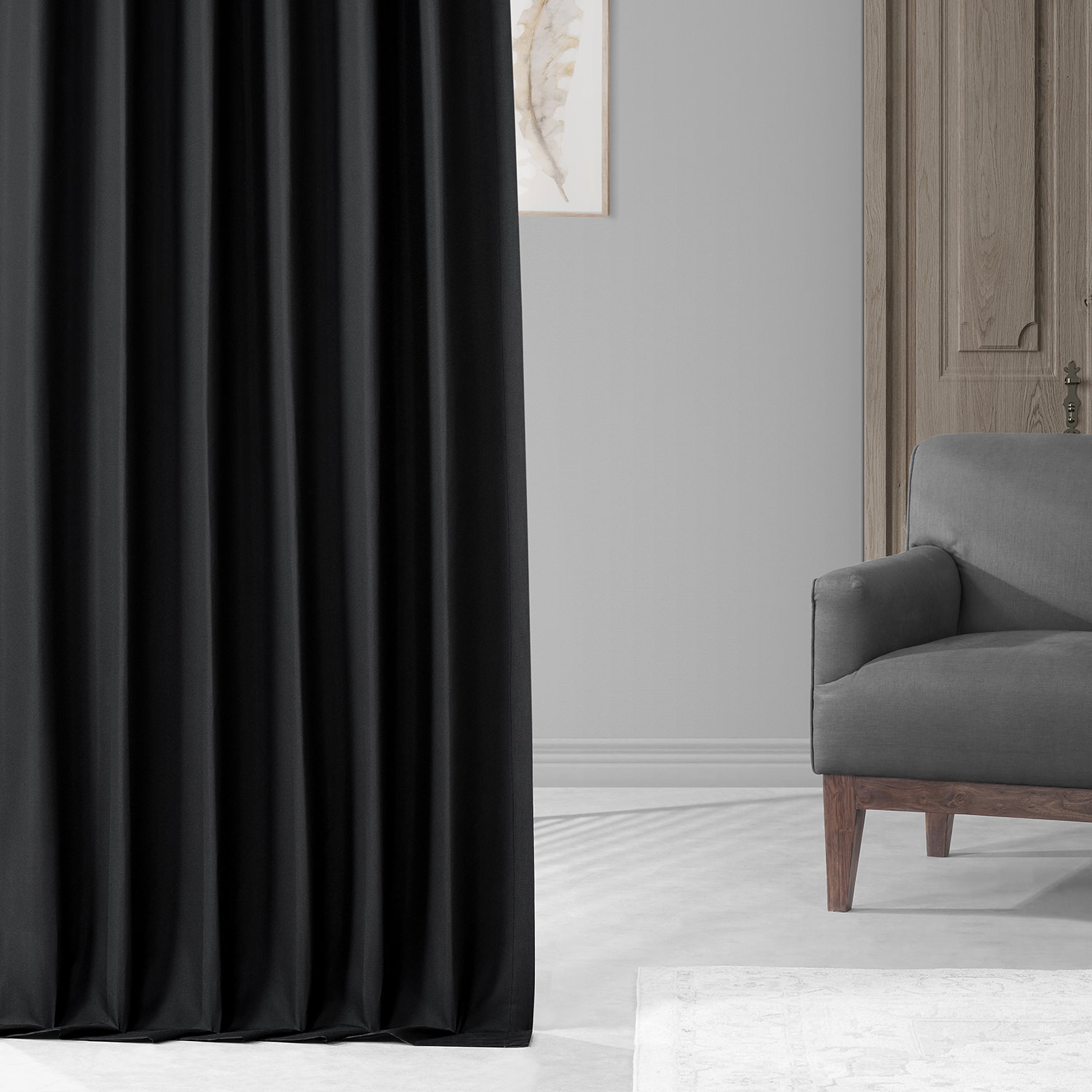 Runway Black Placid Thermal Hotel Blackout Curtain Pair (2 Panels)