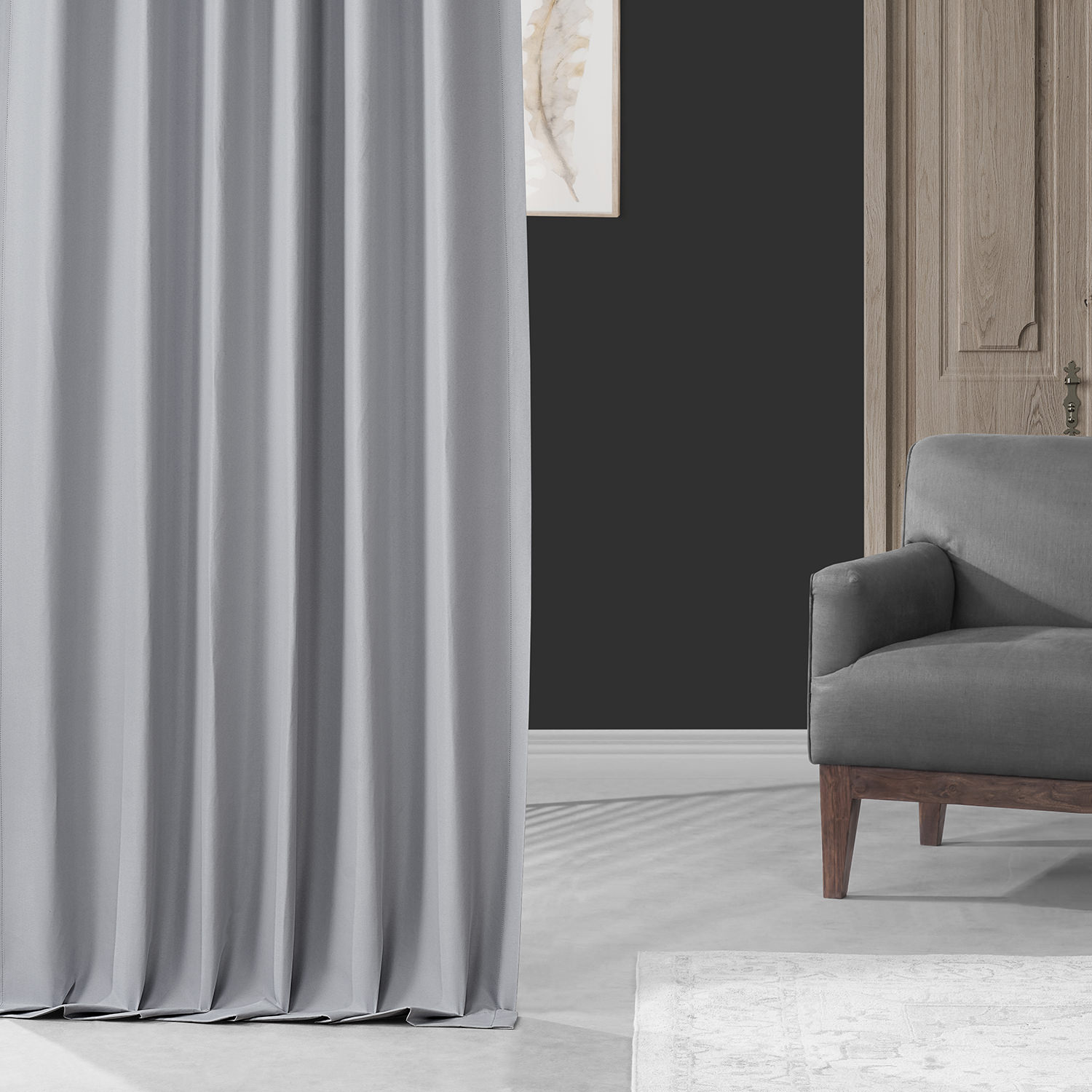 Moonlight Grey Placid Thermal Hotel Blackout Curtain Pair (2 Panels)