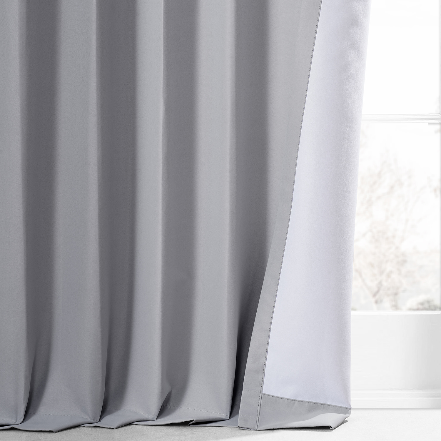 Moonlight Grey Placid Thermal Hotel Blackout Curtain Pair (2 Panels)