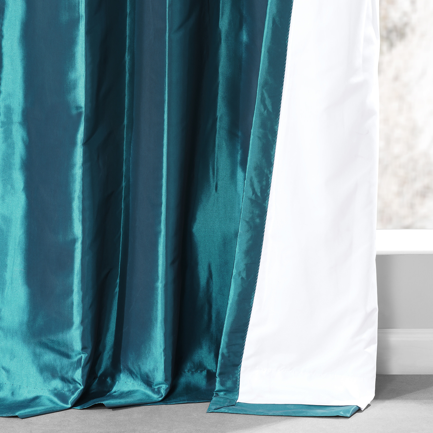 Mediterranean Ruched Faux Solid Taffeta Curtain