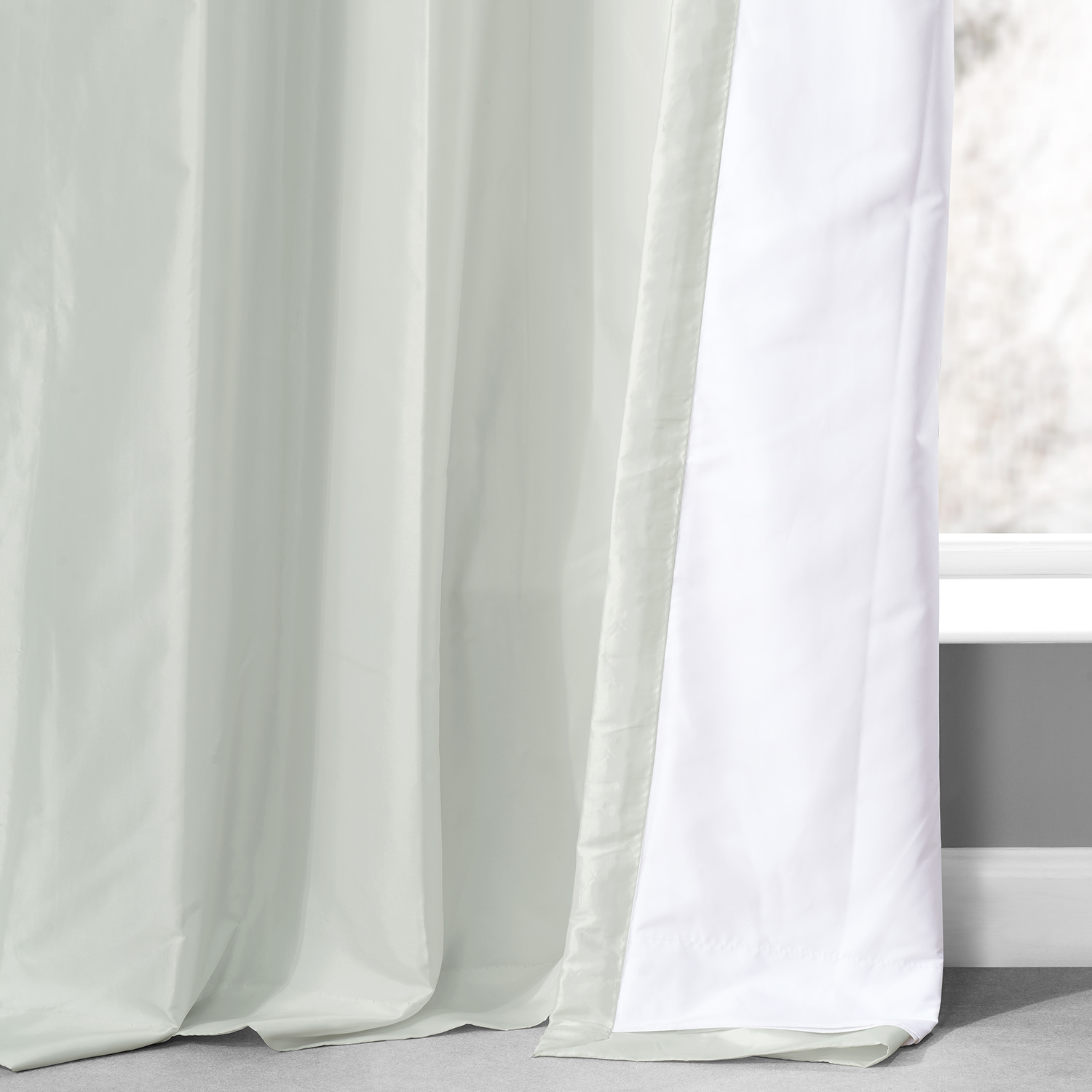 Eggshell Ruched Faux Solid Taffeta Curtain