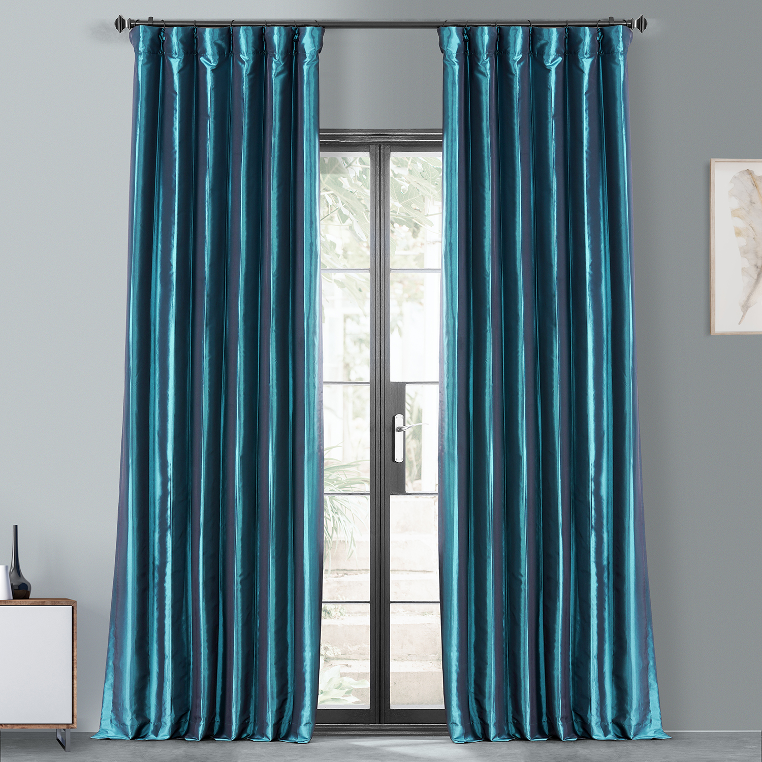 Meditteranean Blackout Faux Silk Taffeta Curtain