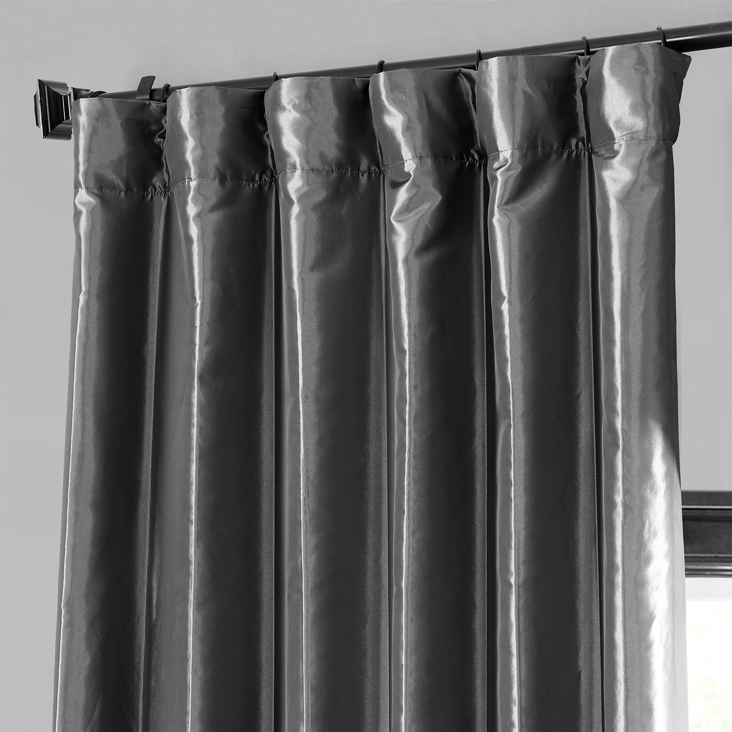 Graphite Blackout Faux Silk Taffeta Curtain