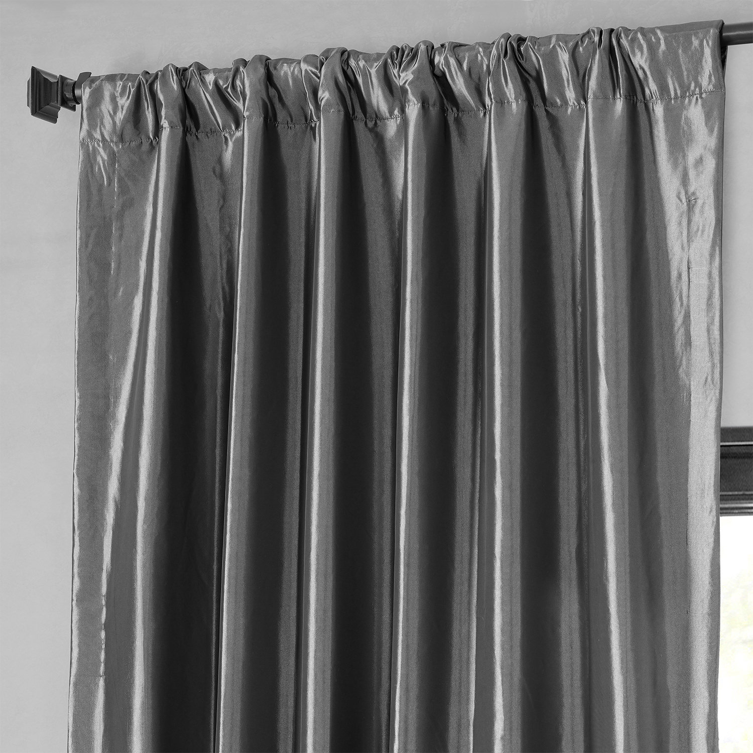 Graphite Blackout Faux Silk Taffeta Curtain