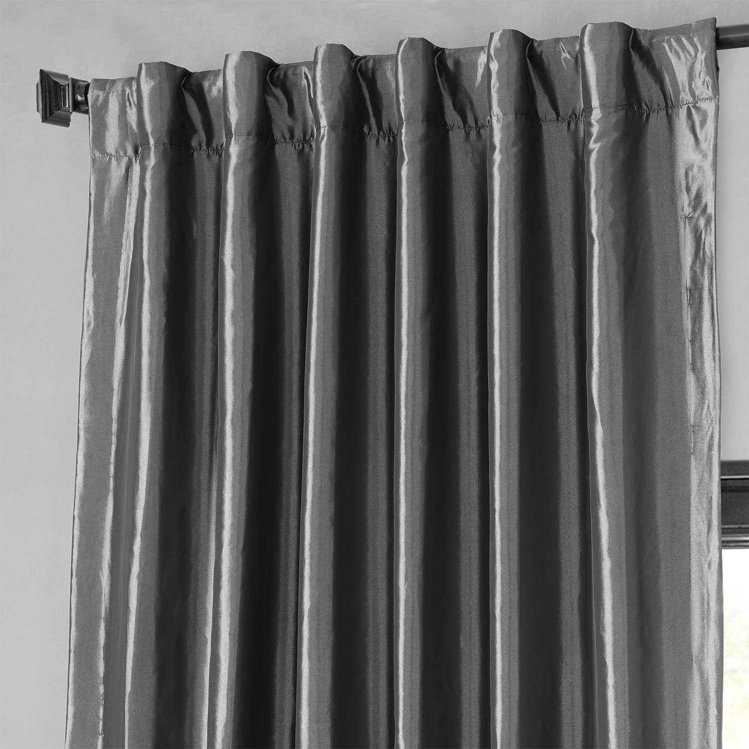 Graphite Blackout Faux Silk Taffeta Curtain