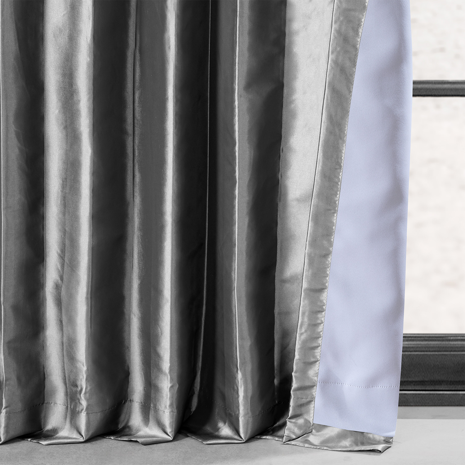 Graphite Blackout Faux Silk Taffeta Curtain