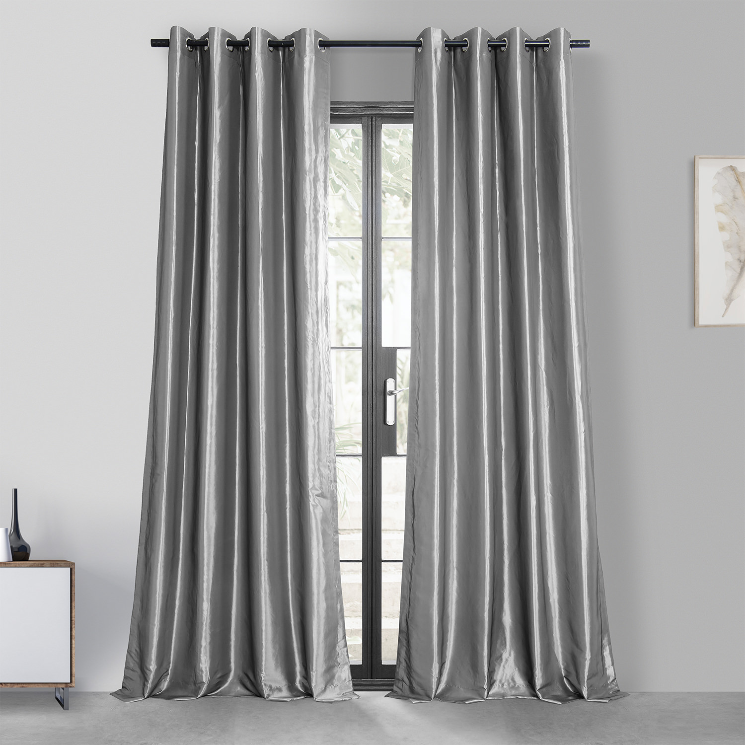 Platinum Grommet Blackout Faux Silk Taffeta Curtain