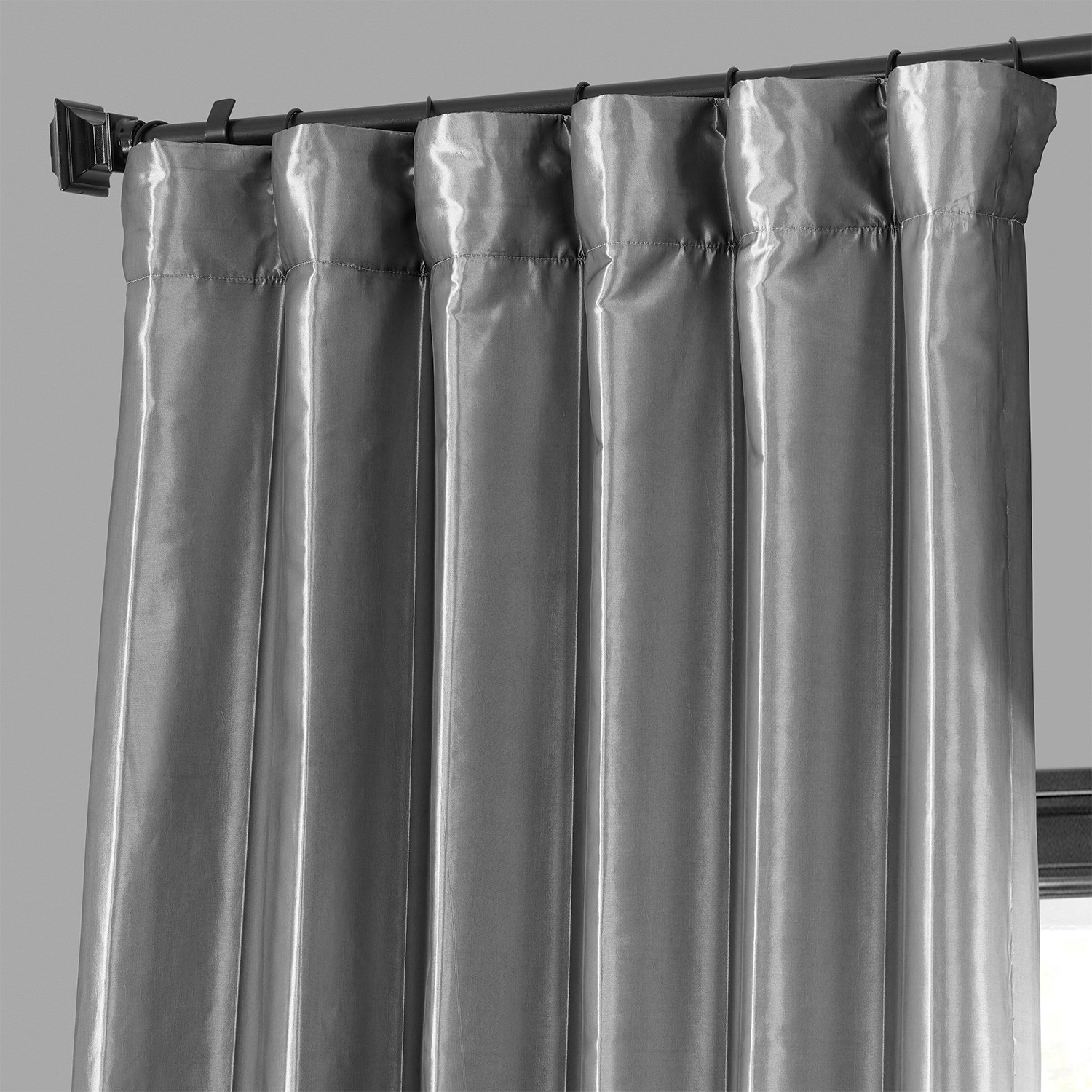 Platinum Blackout Faux Silk Taffeta Curtain