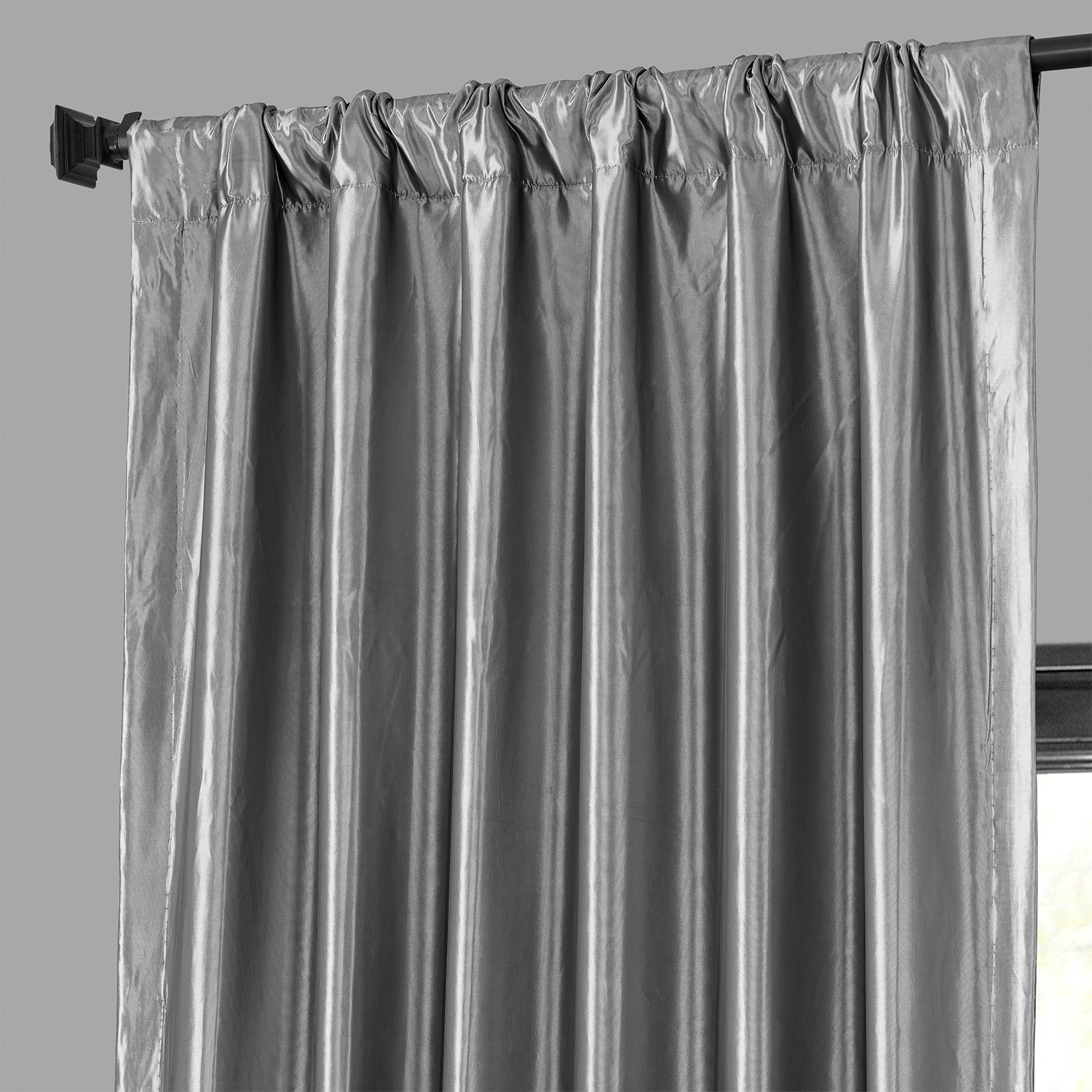 Platinum Blackout Faux Silk Taffeta Curtain