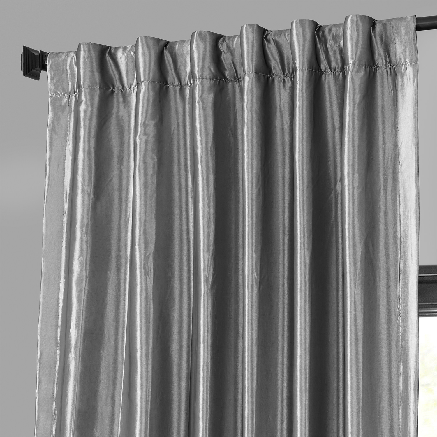 Platinum Blackout Faux Silk Taffeta Curtain