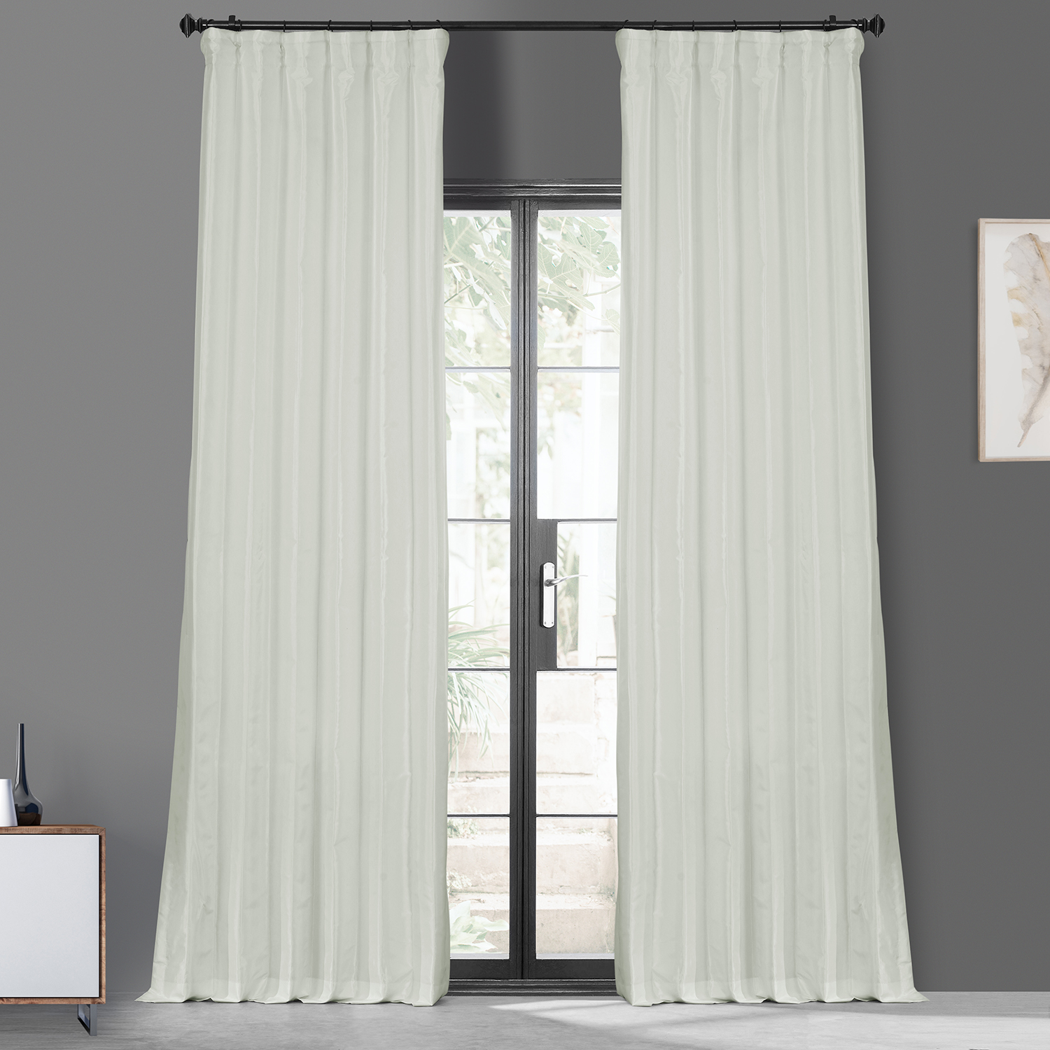 Eggshell Blackout Faux Silk Taffeta Curtain