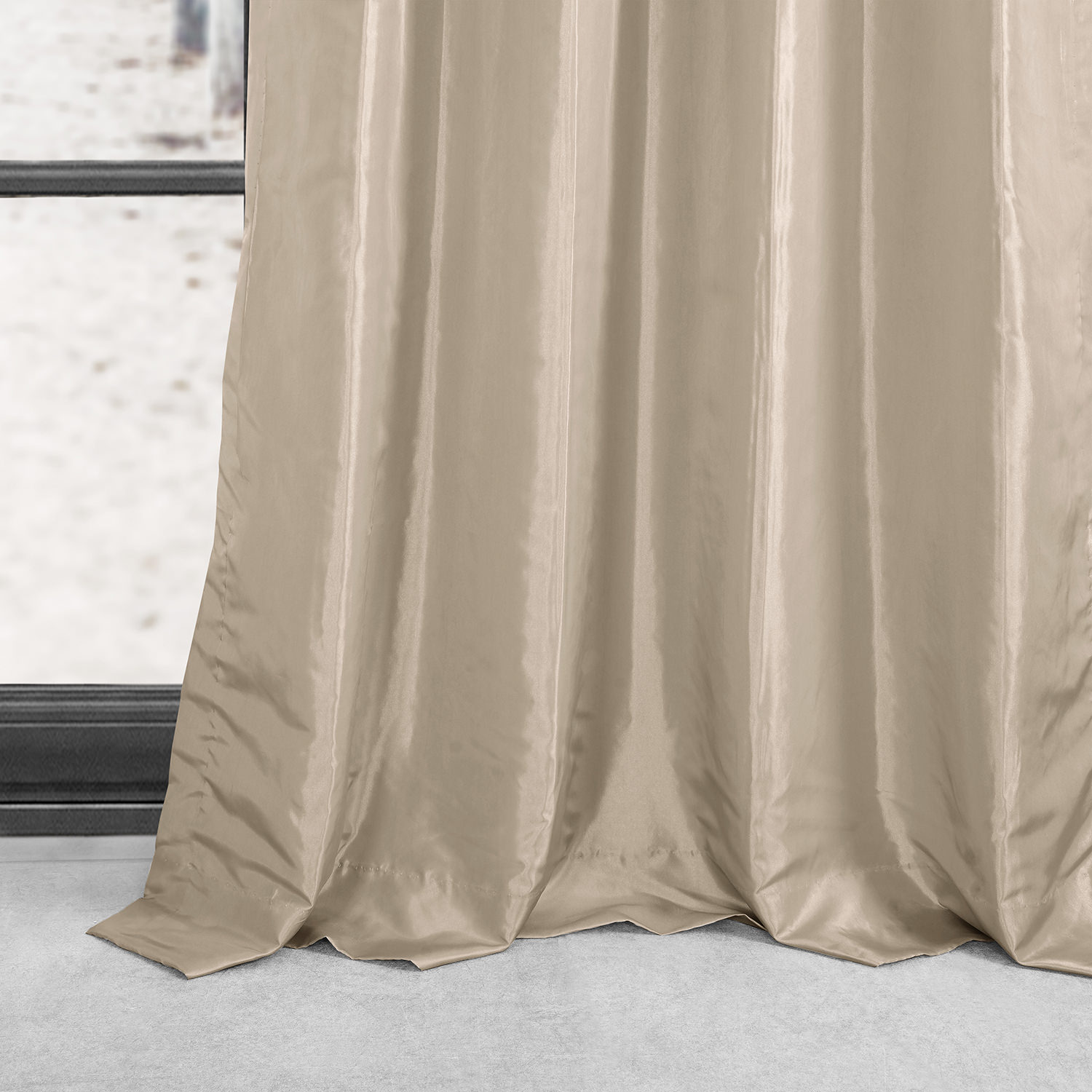 Antique Beige Grommet Blackout Faux Silk Taffeta Curtain