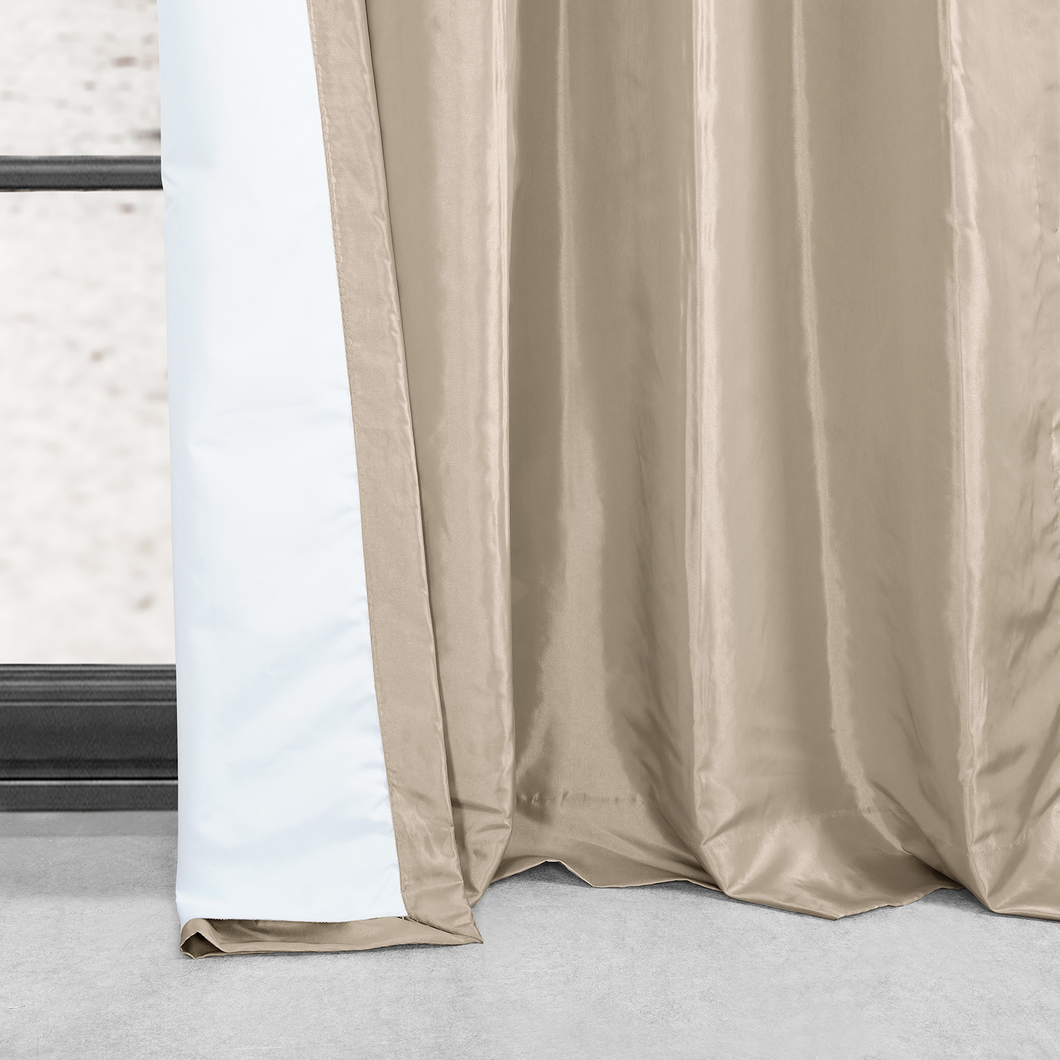 Antique Beige Grommet Blackout Faux Silk Taffeta Curtain