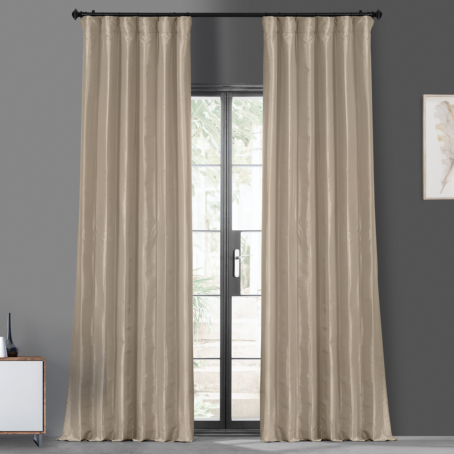 Antique Beige Blackout Faux Silk Taffeta Curtain