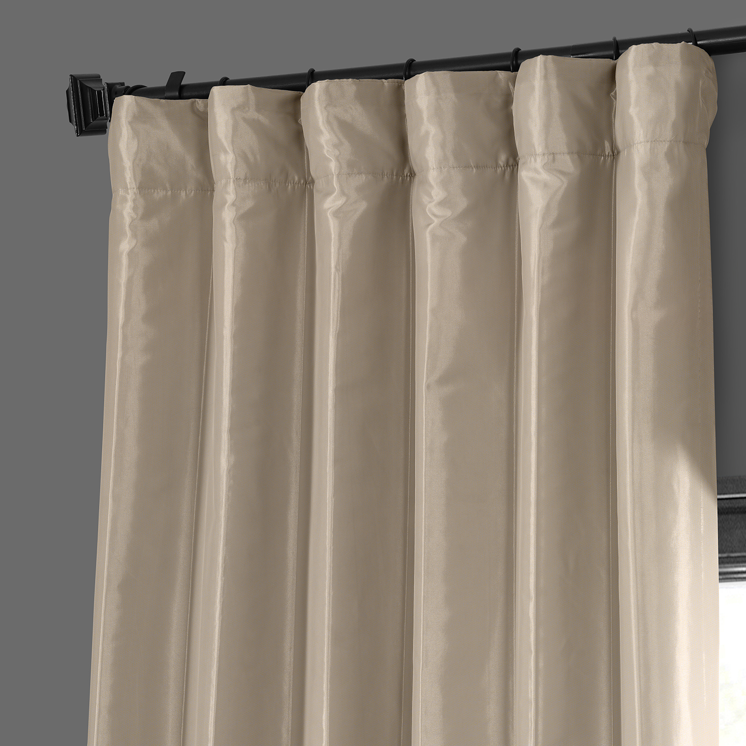 Antique Beige Blackout Faux Silk Taffeta Curtain