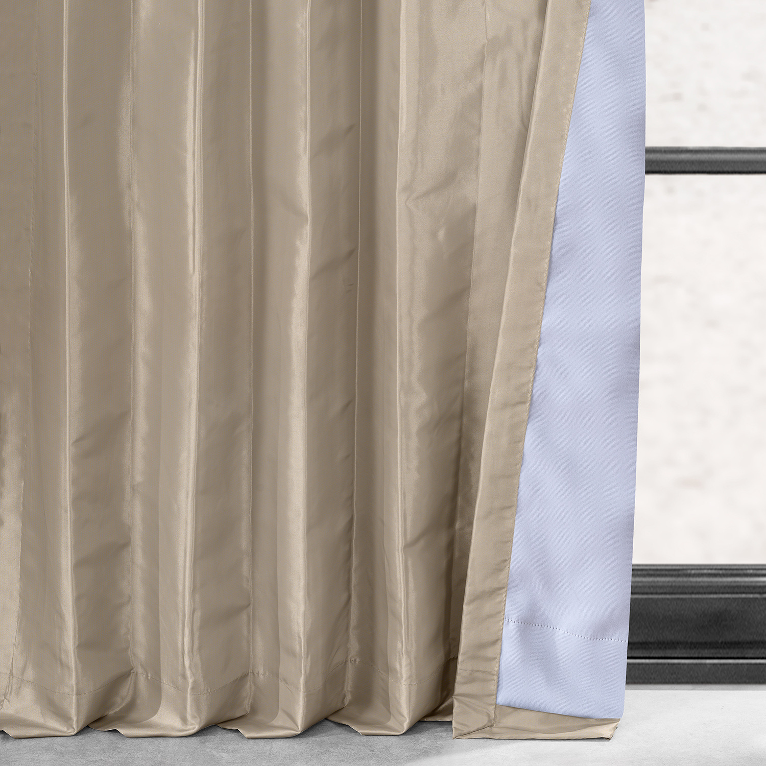 Antique Beige Blackout Faux Silk Taffeta Curtain