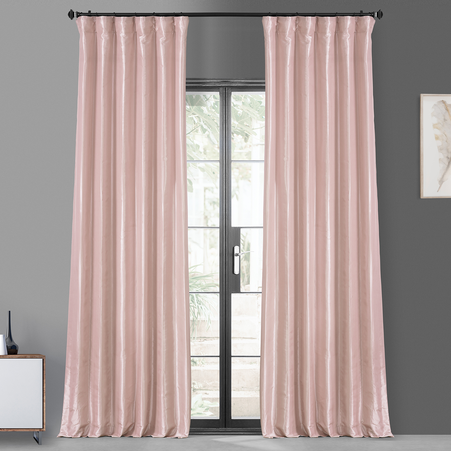 Salmon Rose Blackout Faux Silk Taffeta Curtain