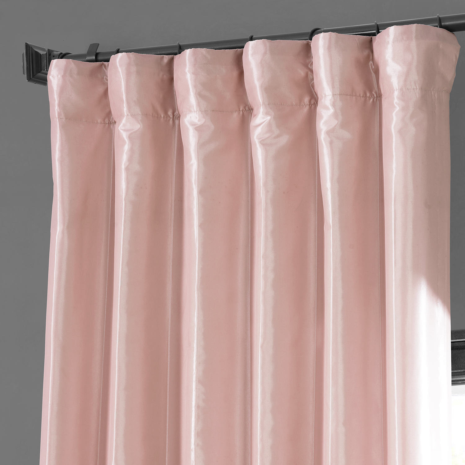 Salmon Rose Blackout Faux Silk Taffeta Curtain