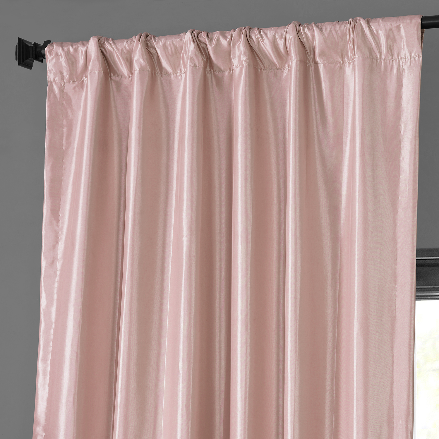 Salmon Rose Blackout Faux Silk Taffeta Curtain