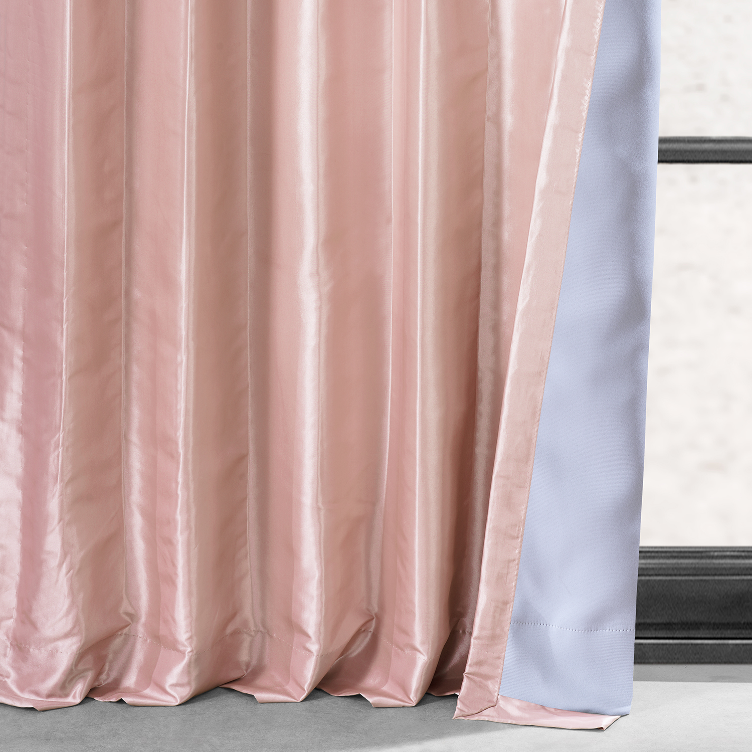 Salmon Rose Blackout Faux Silk Taffeta Curtain