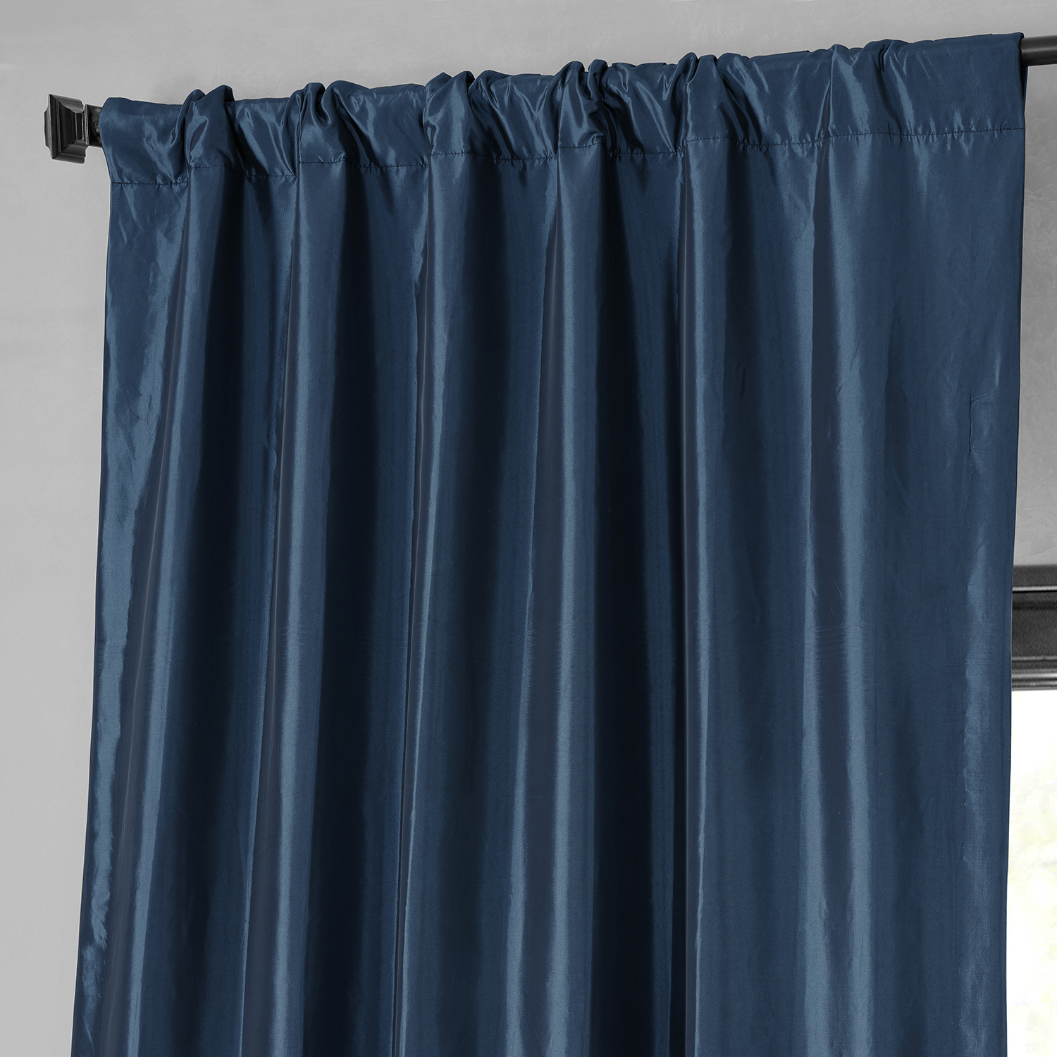 Navy Blue Blackout Faux Silk Taffeta Curtain