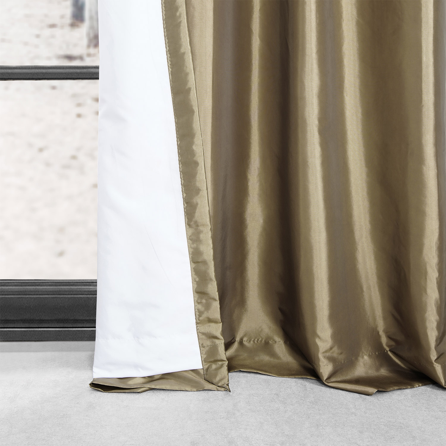 Gold Nugget Grommet Blackout Faux Silk Taffeta Curtain