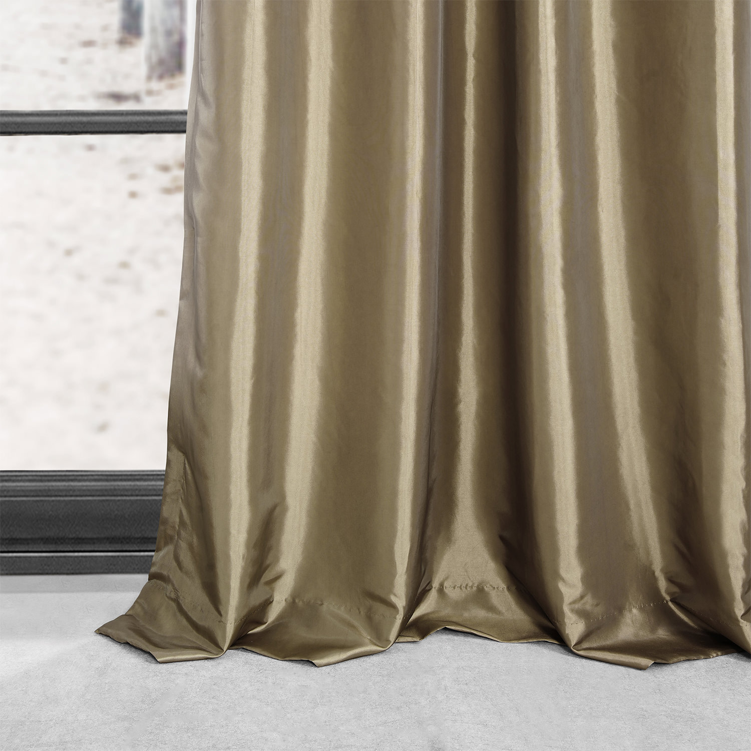 Gold Nugget Grommet Blackout Faux Silk Taffeta Curtain