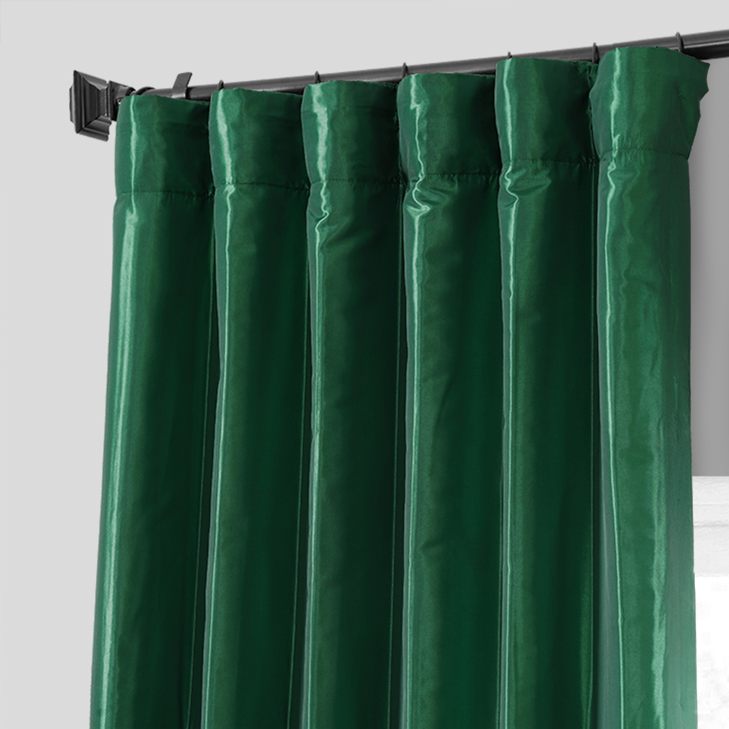 Emerald Green Blackout Faux Silk Taffeta Curtain