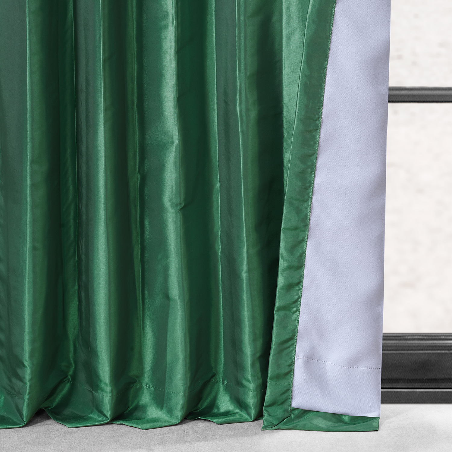 Emerald Green Blackout Faux Silk Taffeta Curtain