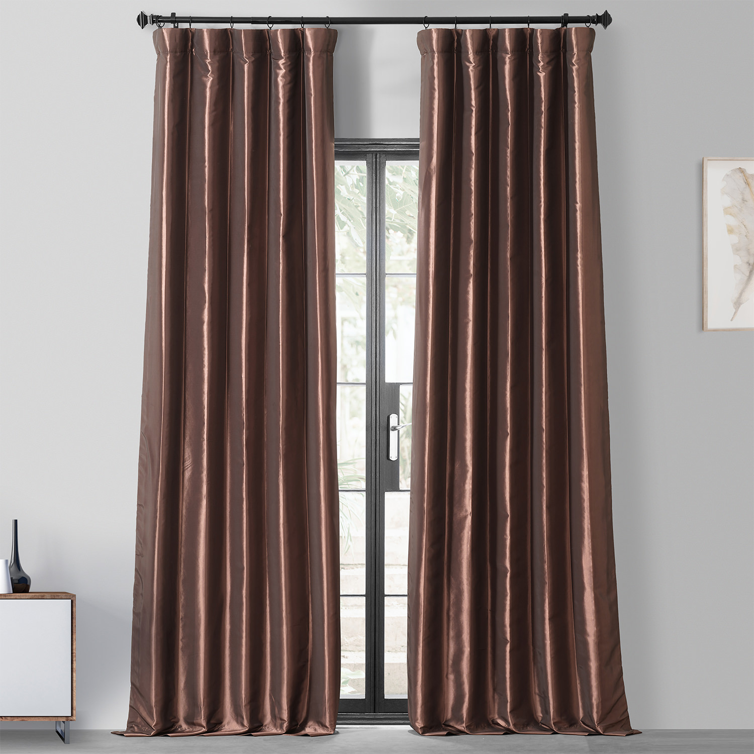 Copper Brown Blackout Faux Silk Taffeta Curtain