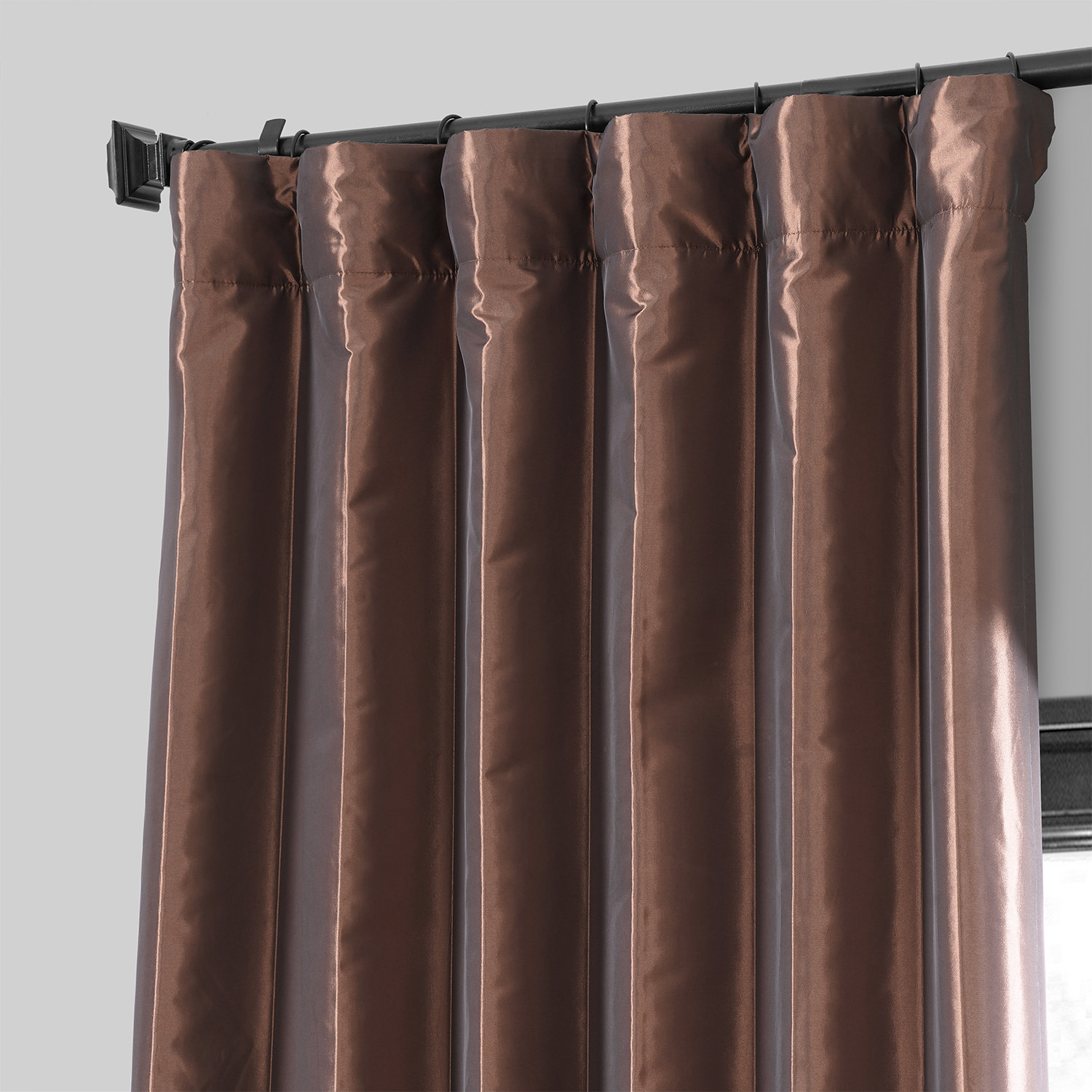 Copper Brown Blackout Faux Silk Taffeta Curtain