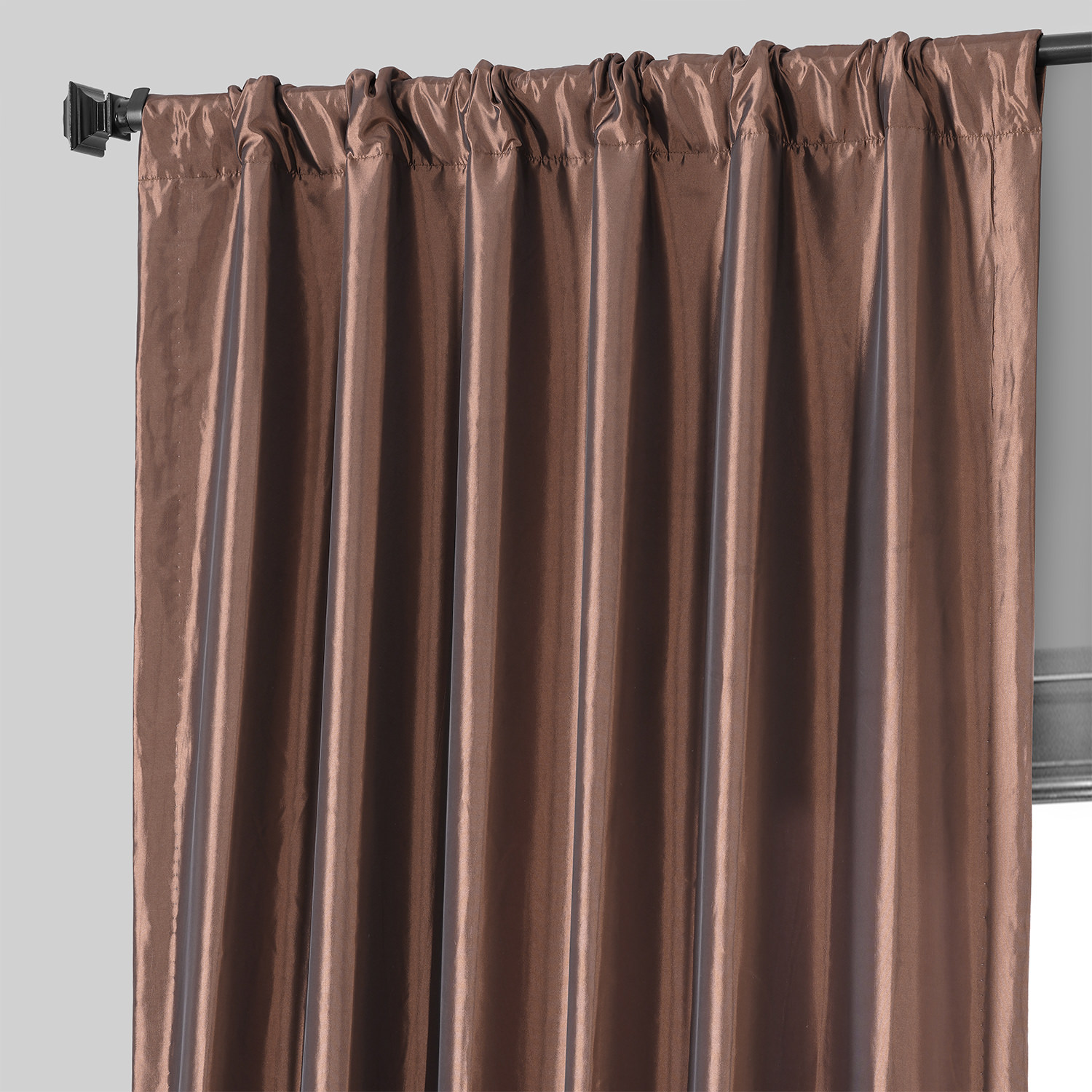 Copper Brown Blackout Faux Silk Taffeta Curtain