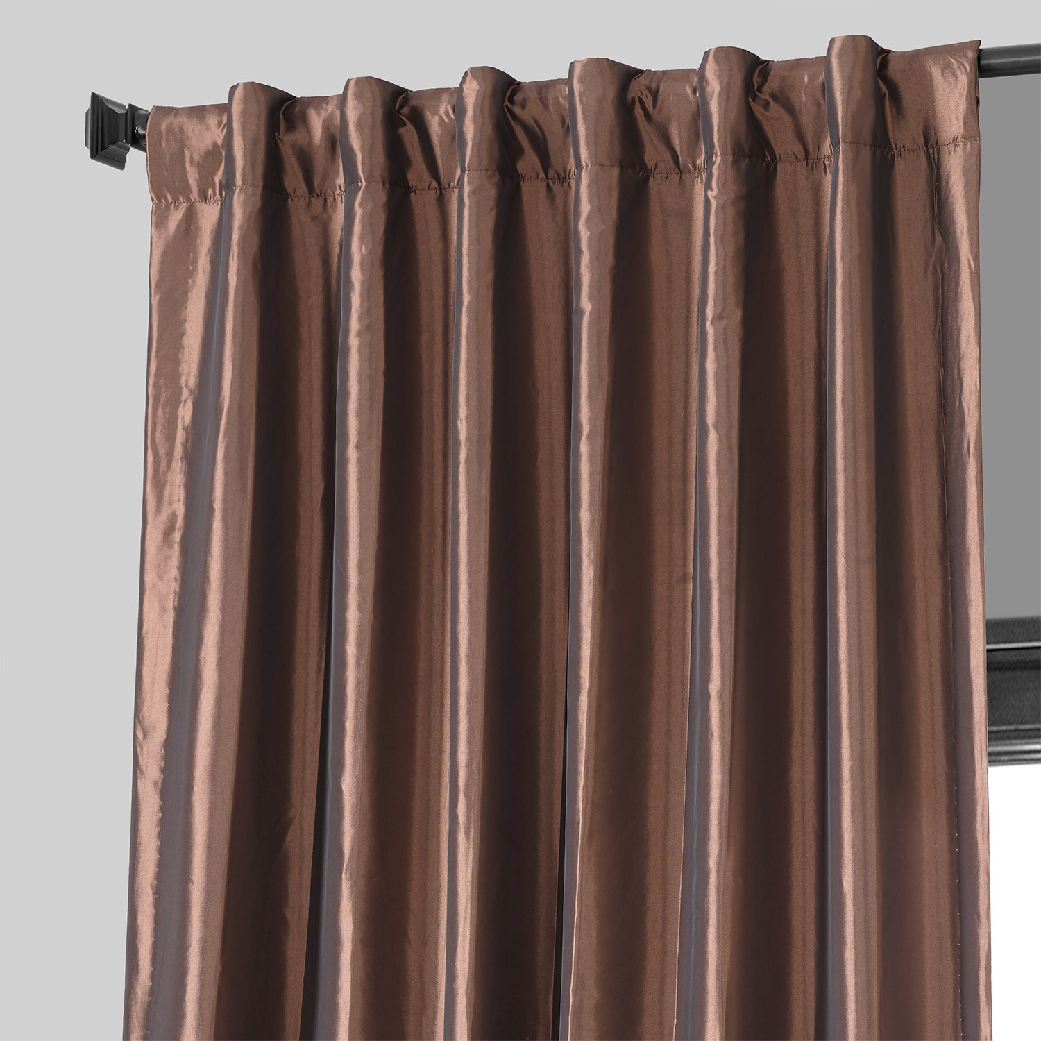 Copper Brown Blackout Faux Silk Taffeta Curtain