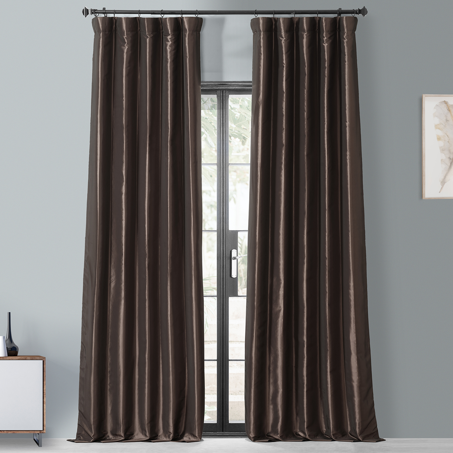 Mushroom Blackout Faux Silk Taffeta Curtain