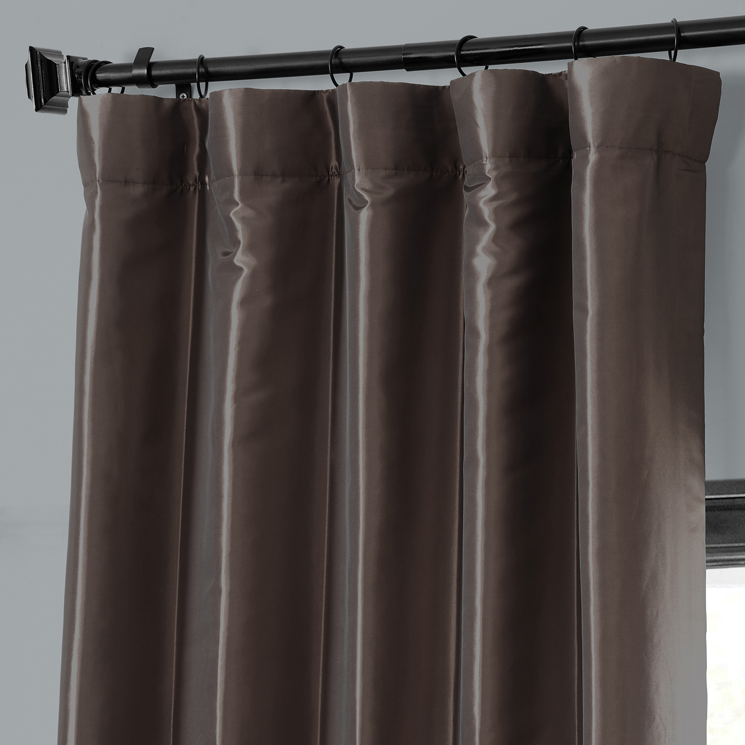 Mushroom Blackout Faux Silk Taffeta Curtain