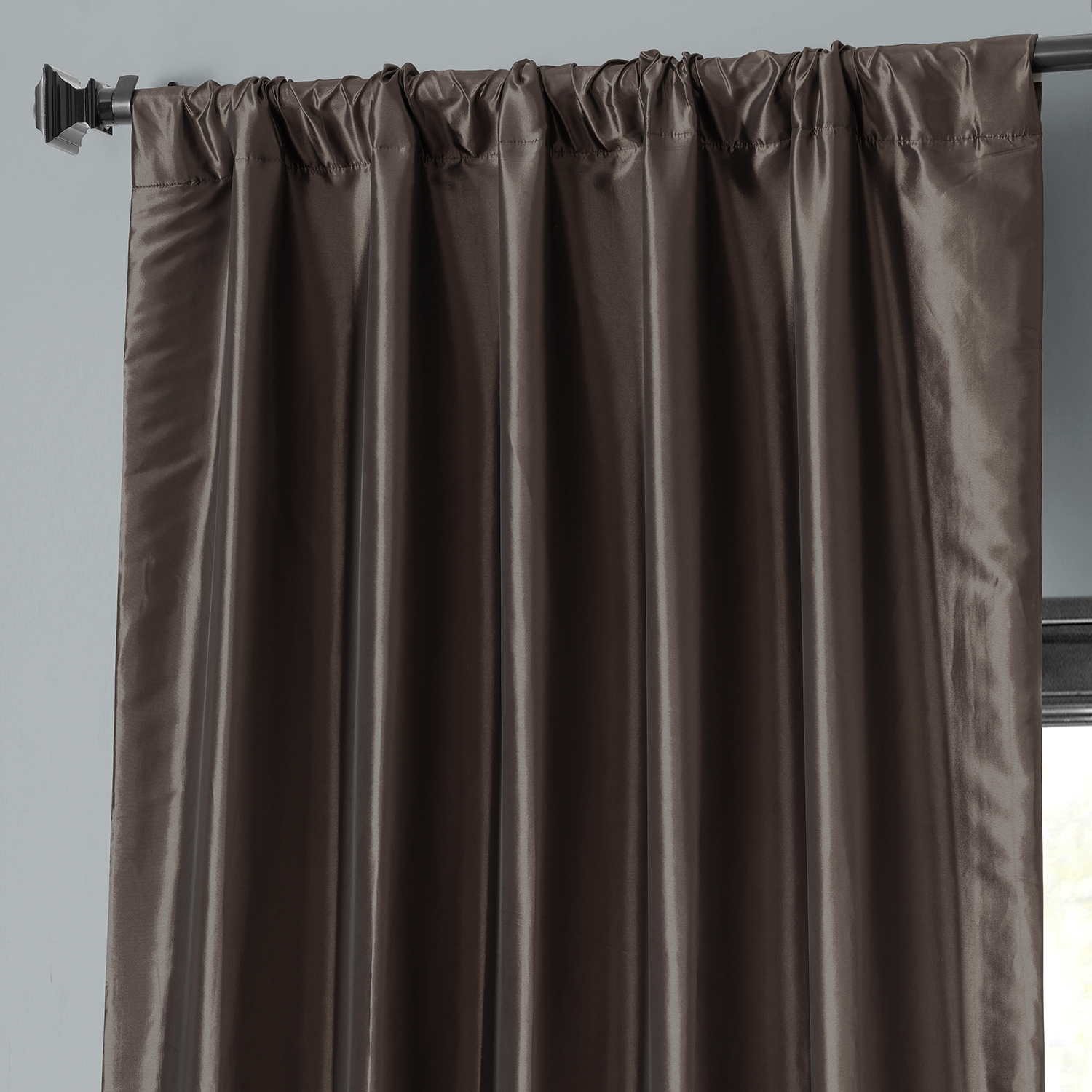 Mushroom Blackout Faux Silk Taffeta Curtain