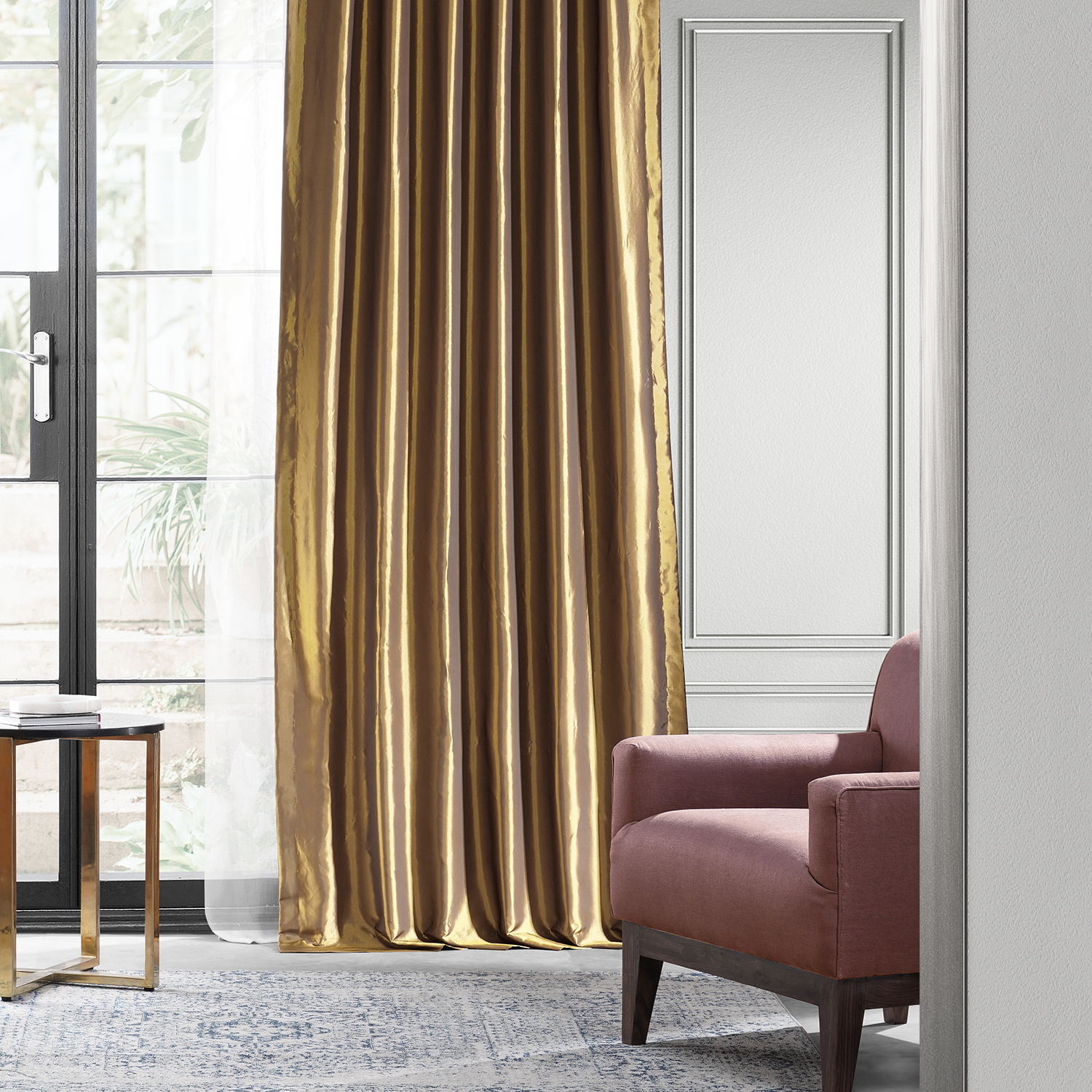 Golden Spice Blackout Faux Silk Taffeta Curtain