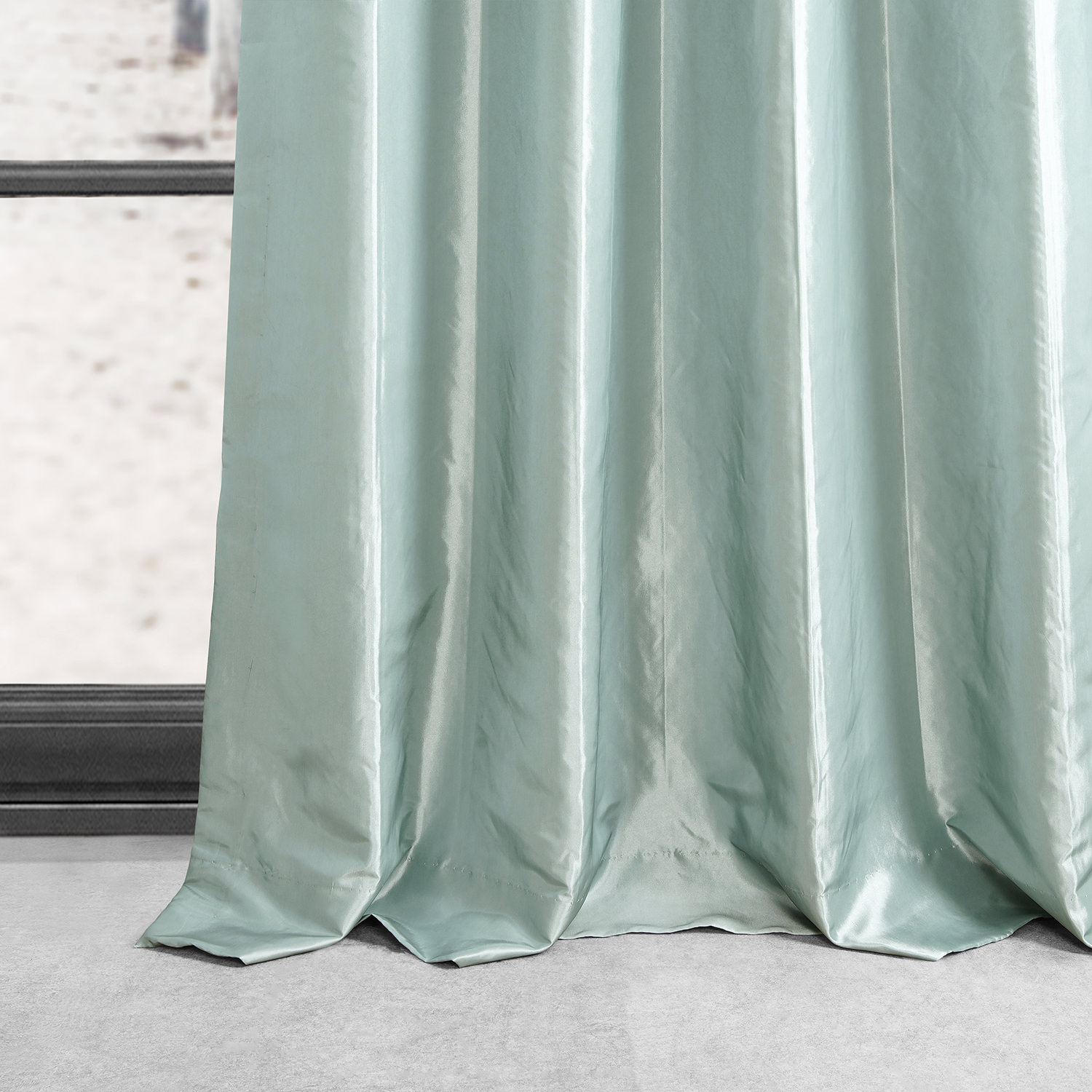 Robin's Egg Grommet Blackout Faux Silk Taffeta Curtain