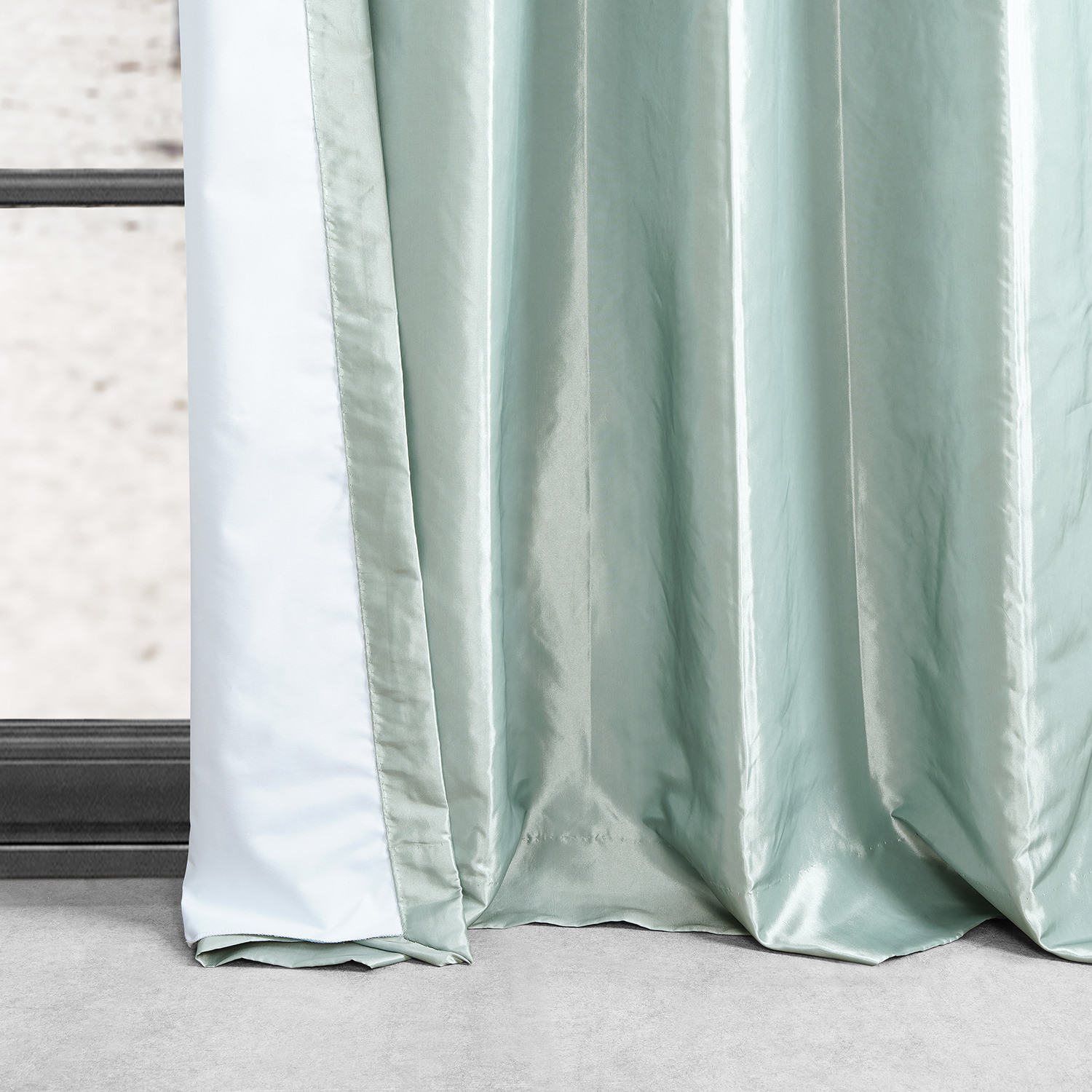 Robin's Egg Grommet Blackout Faux Silk Taffeta Curtain