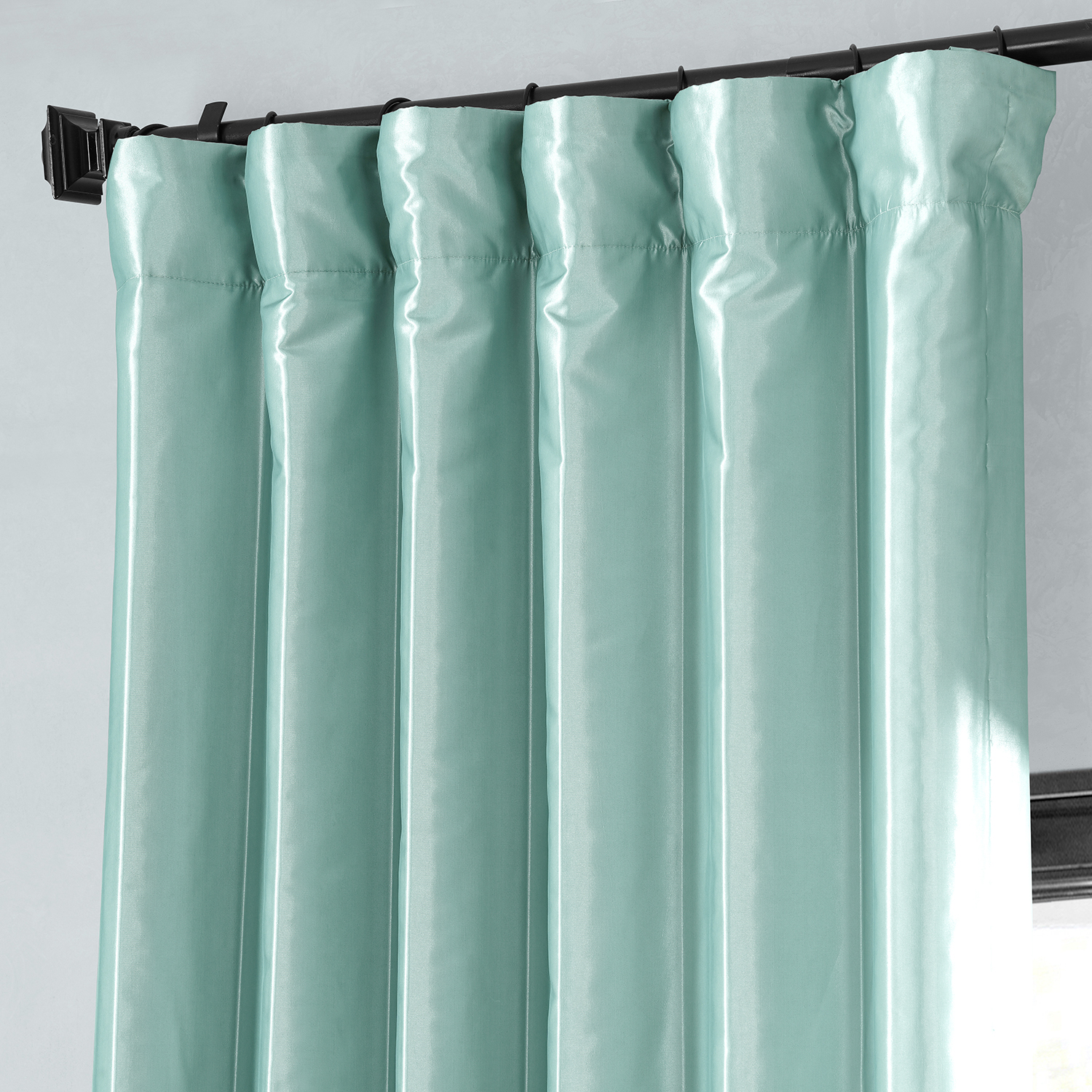 Robin's Egg Blackout Faux Silk Taffeta Curtain