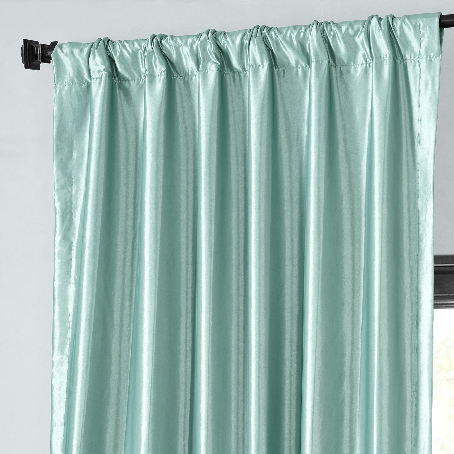 Robin's Egg Blackout Faux Silk Taffeta Curtain