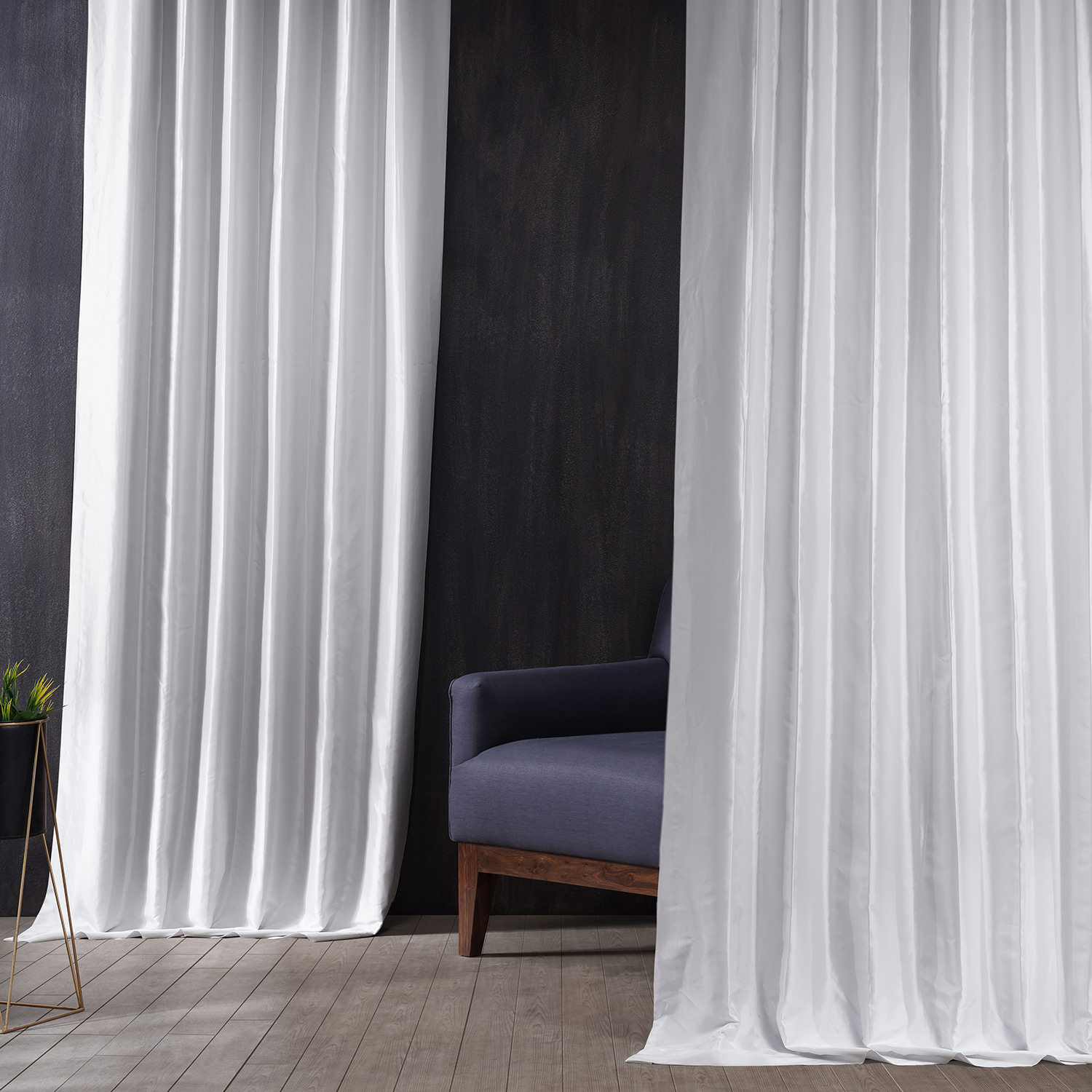 Signature Clever Cream Faux Silk Taffeta Hotel Blackout Curtain