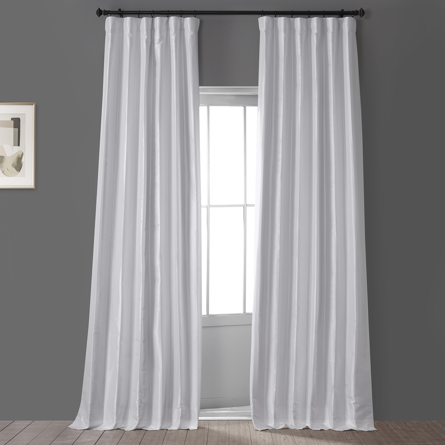 Signature Clever Cream Faux Silk Taffeta Hotel Blackout Curtain