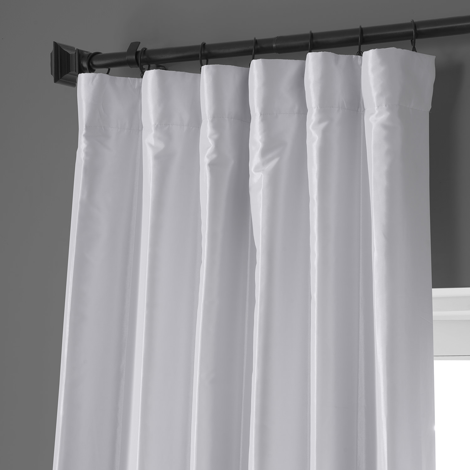 Signature Clever Cream Faux Silk Taffeta Hotel Blackout Curtain