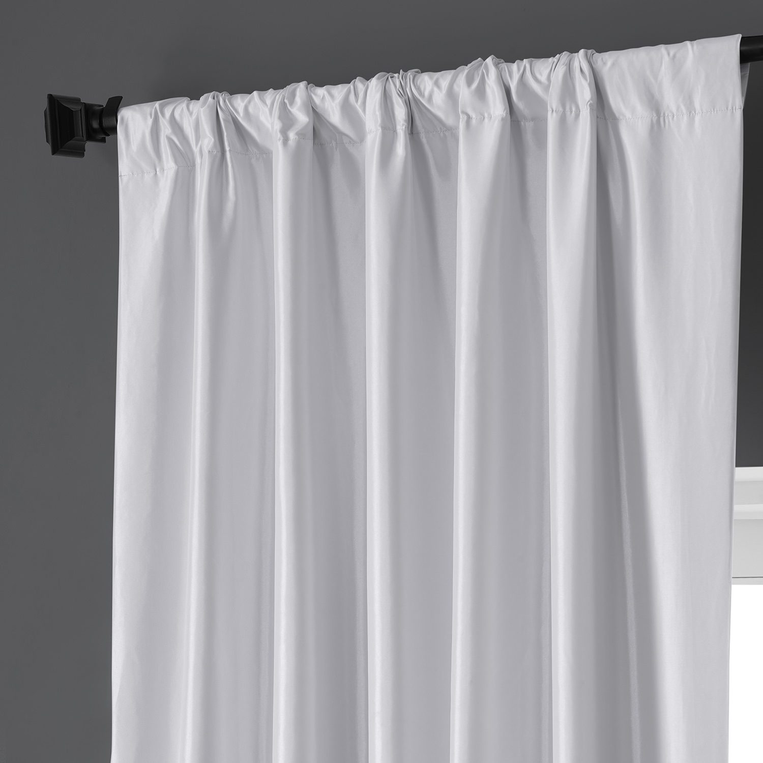 Signature Clever Cream Faux Silk Taffeta Hotel Blackout Curtain