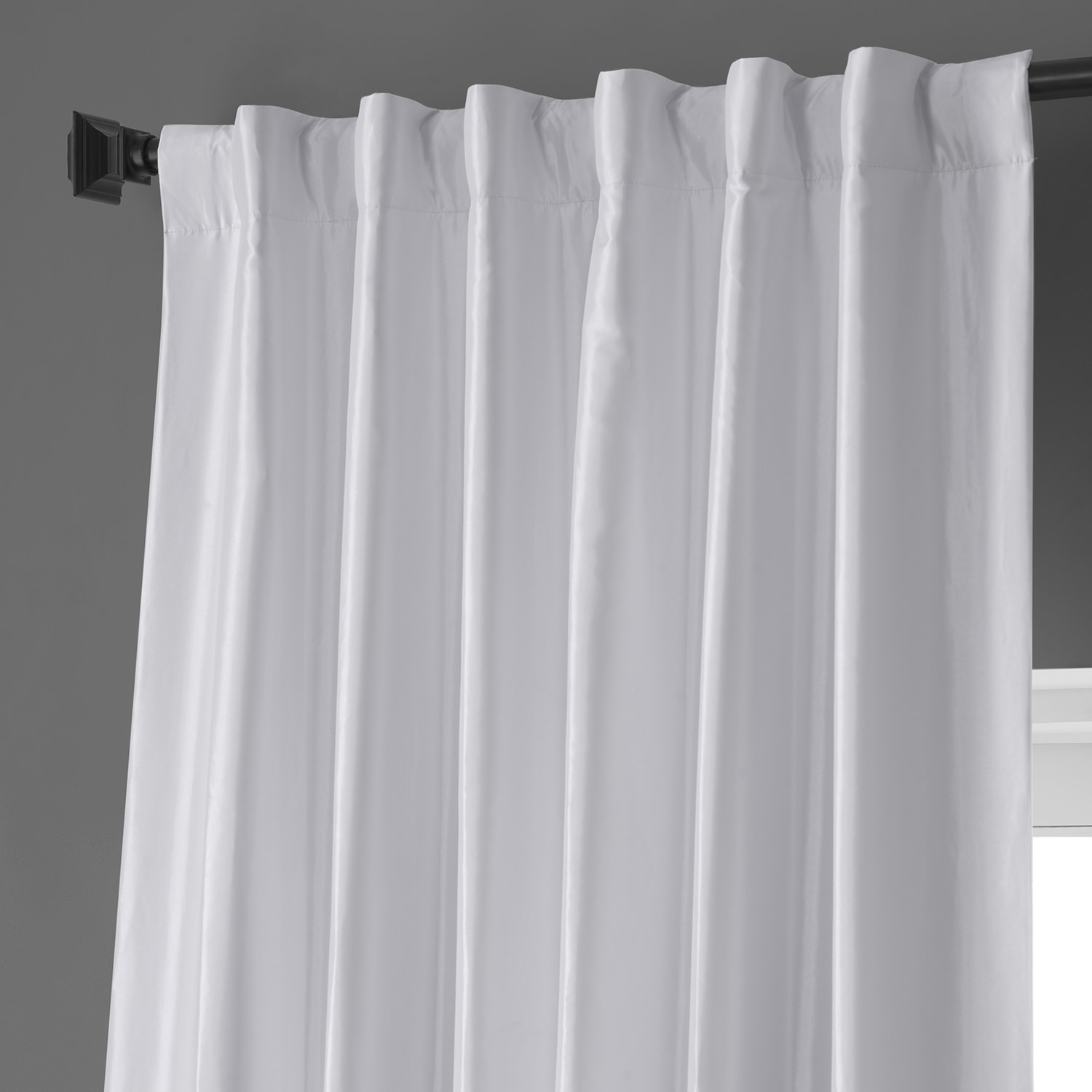 Signature Clever Cream Faux Silk Taffeta Hotel Blackout Curtain